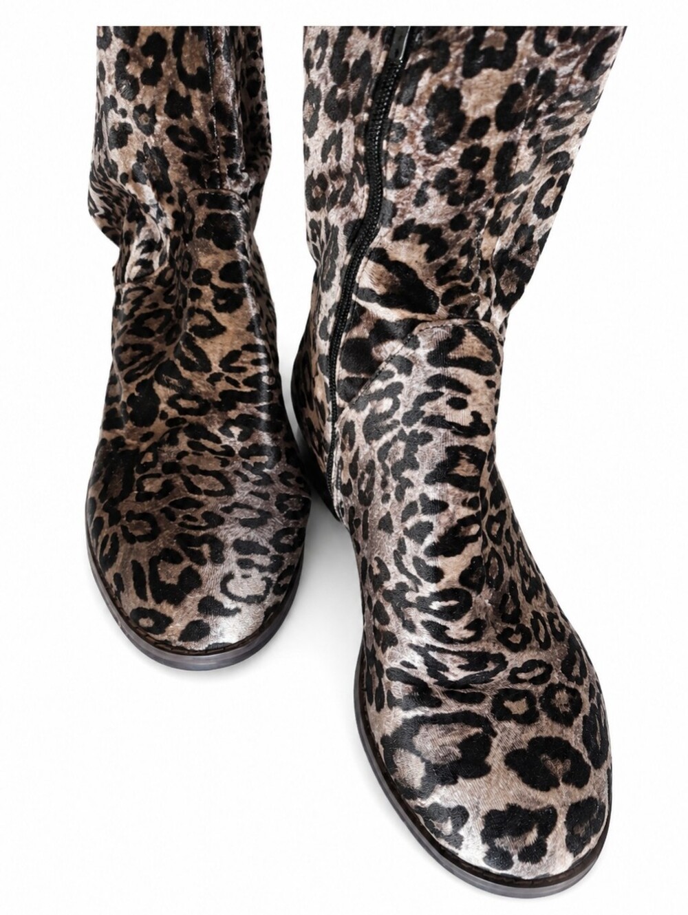 Very Volatile Leopard Knee High Boots Size 7 Y2K Slouchy Animal Print Tall Boots - Picture 5 of 12